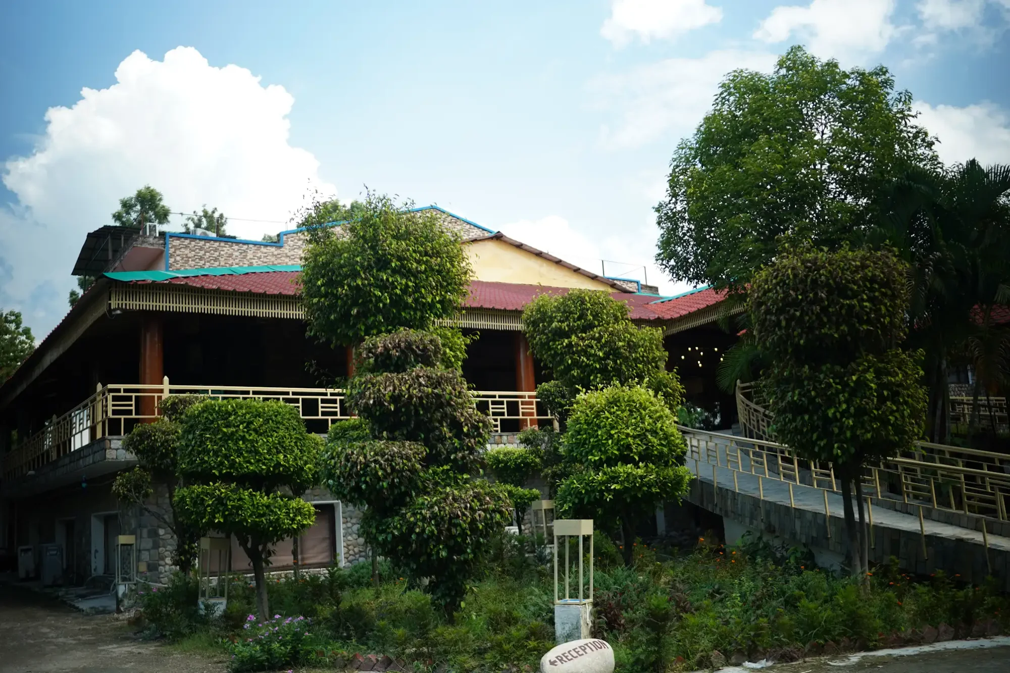 Guest building surrounded by trees