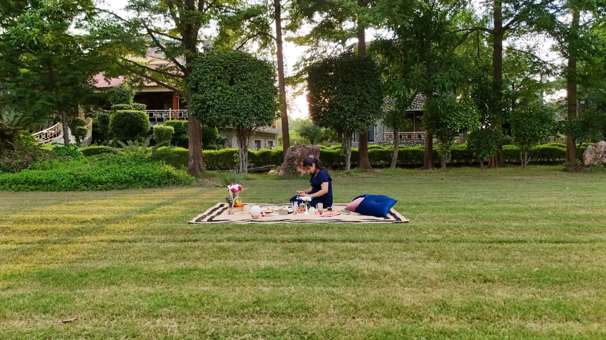 A picnic set on the lawn