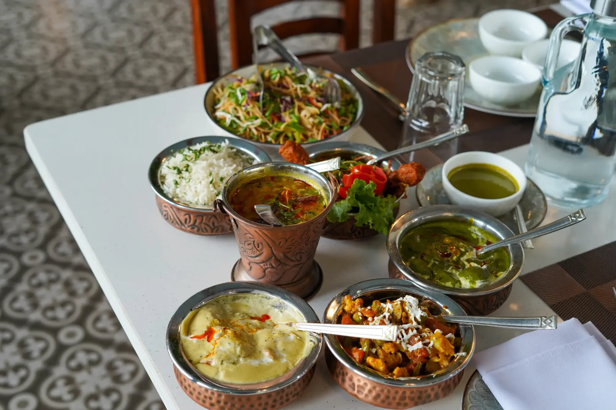 A selection of dishes laid out on the table