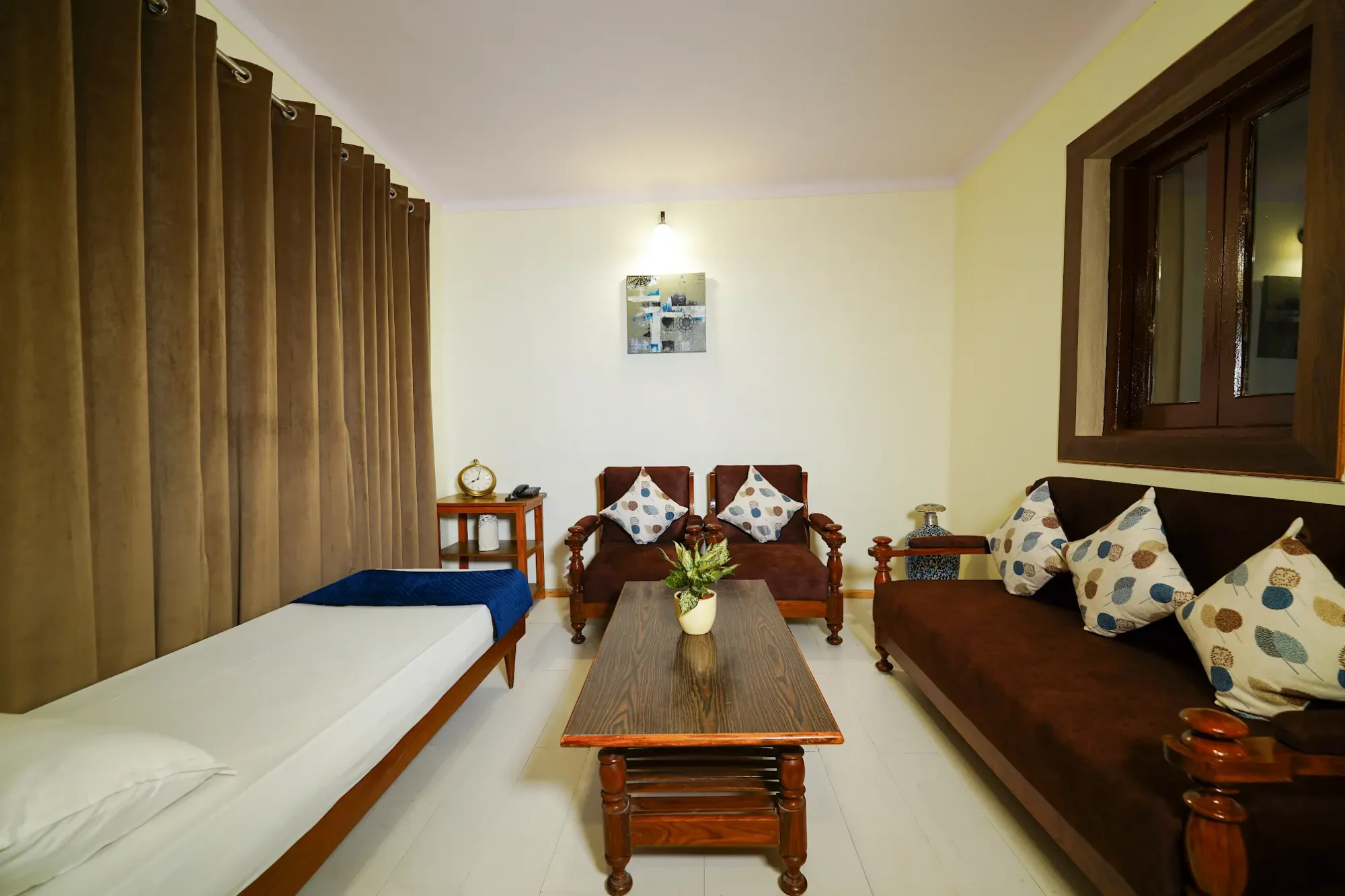 Seating area inside a guest room